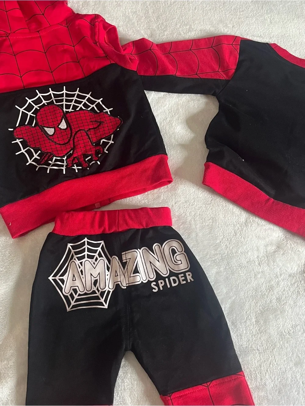 Kids Tales Spiderman Kids Jogger Set Sleeveless Hoodie Sweatshirt Joggers 9~12M